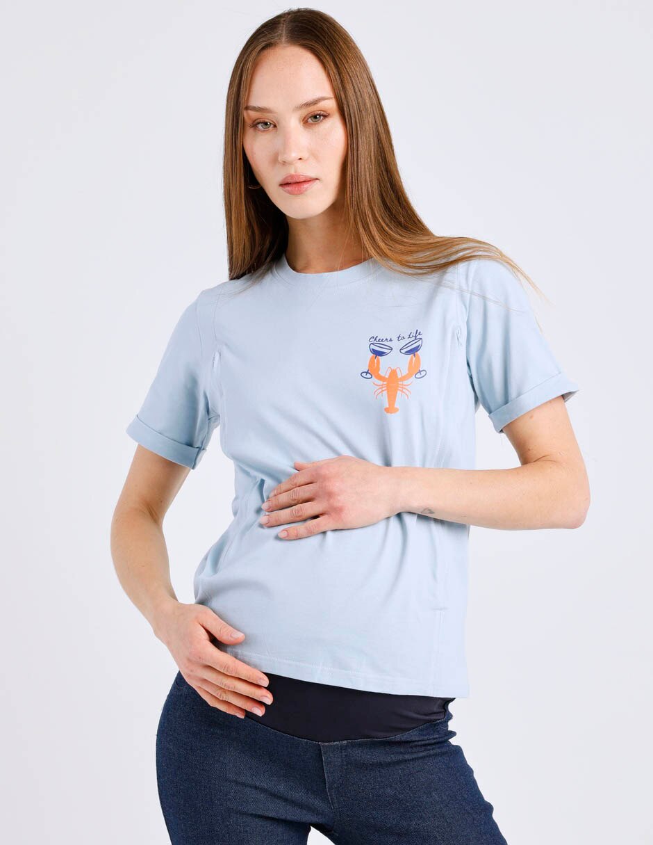 Playera maternidad manga corta cuello redondo