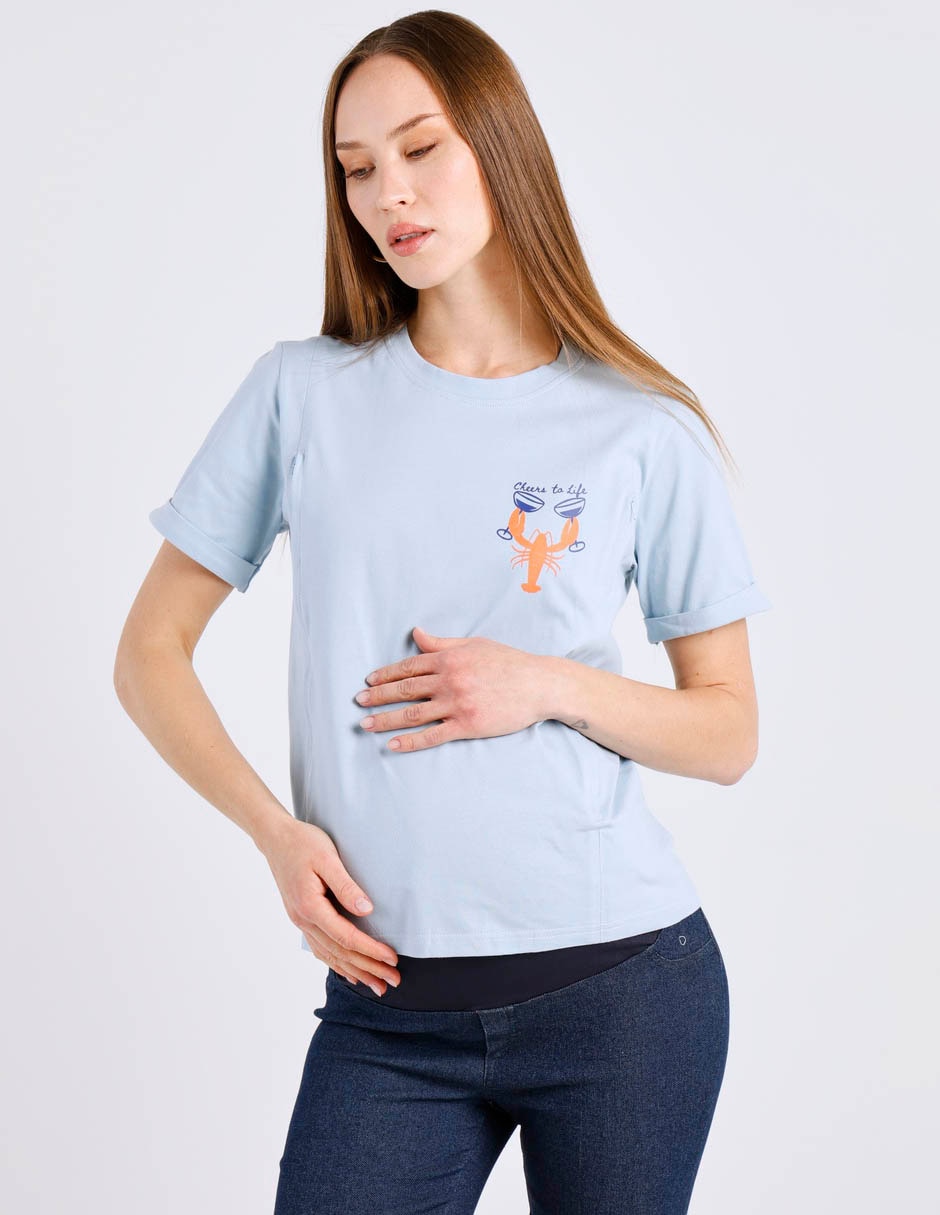 Playera maternidad manga corta cuello redondo