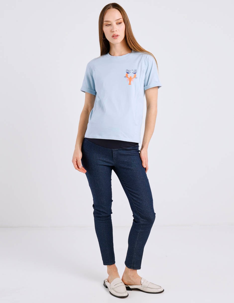 Playera maternidad manga corta cuello redondo