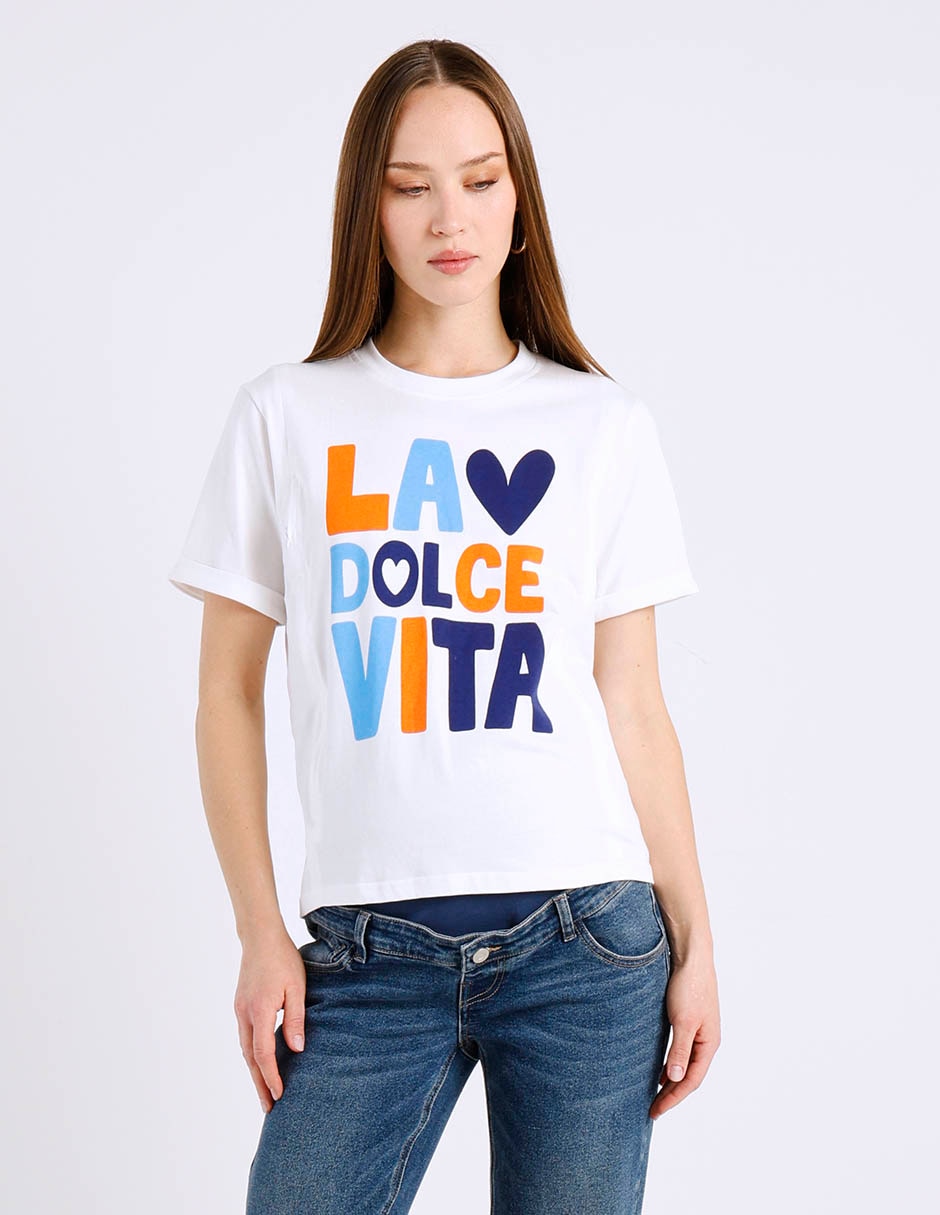 Playera maternidad manga corta cuello redondo 2