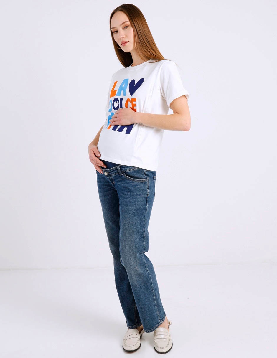 Playera maternidad manga corta cuello redondo 3