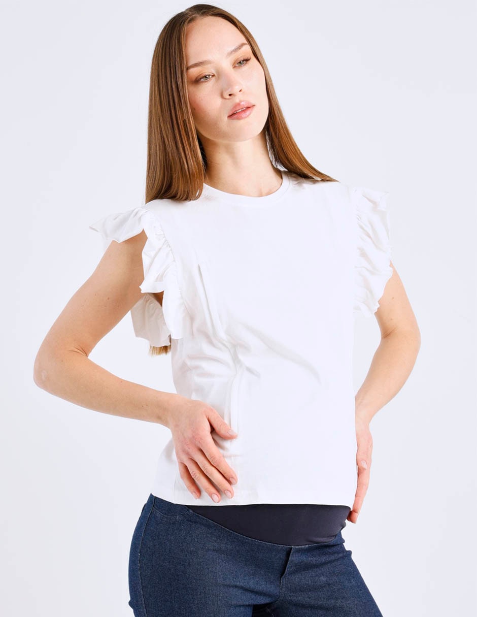 Playera maternidad manga corta milk it cuello redondo