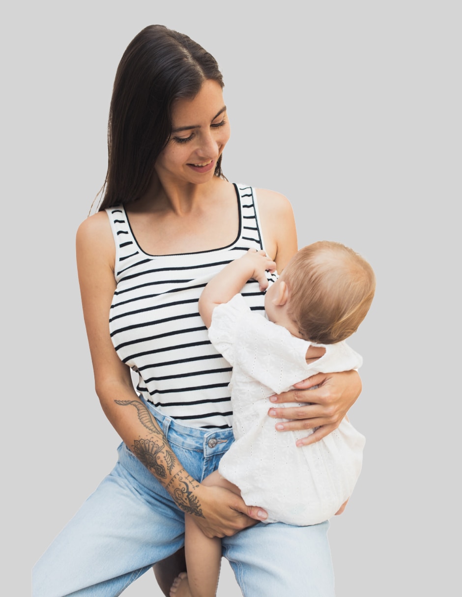 Playera maternidad sin manga cuello con escote