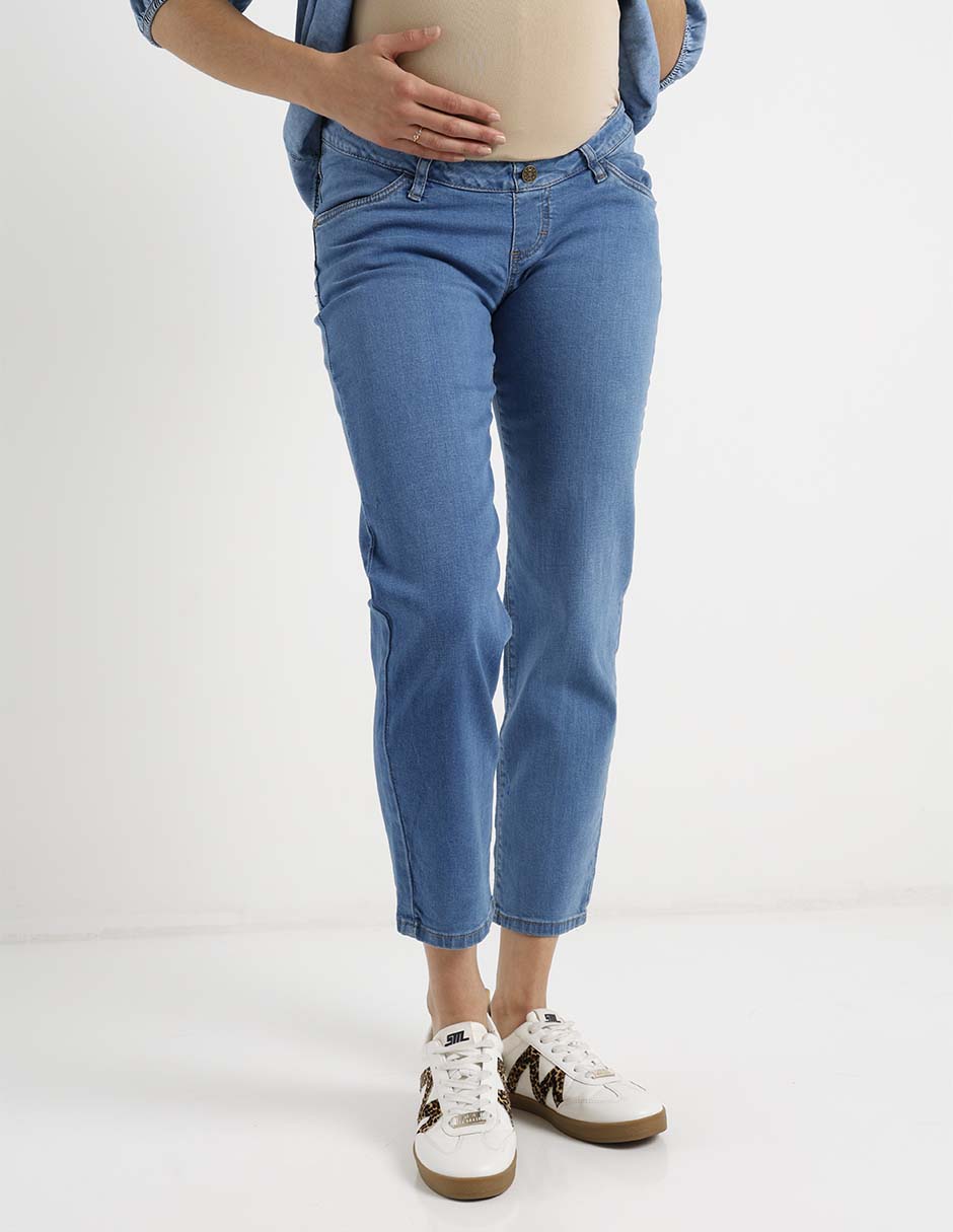 Jeans maternidad slim corte cintura alta 1