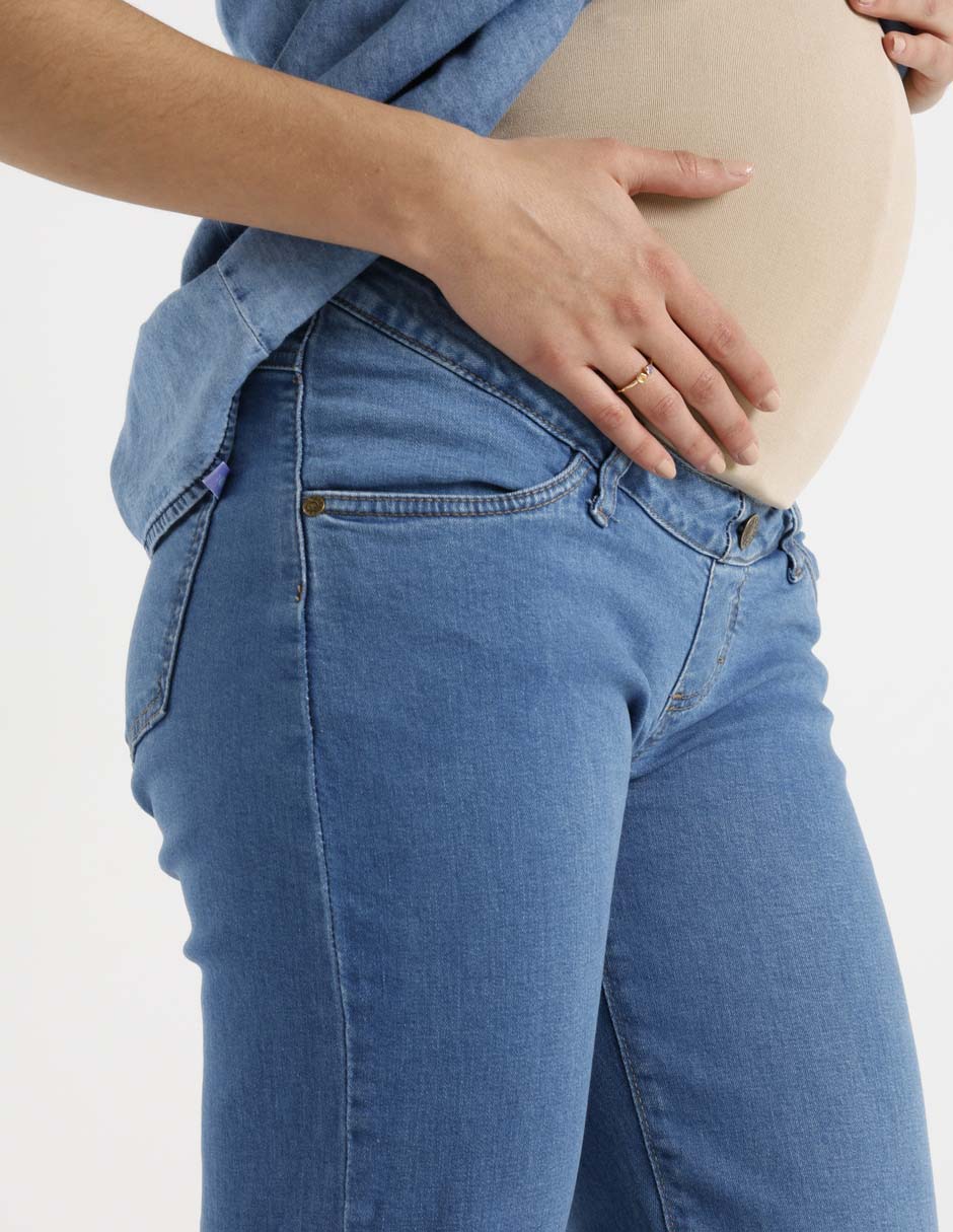 Jeans maternidad slim corte cintura alta 9