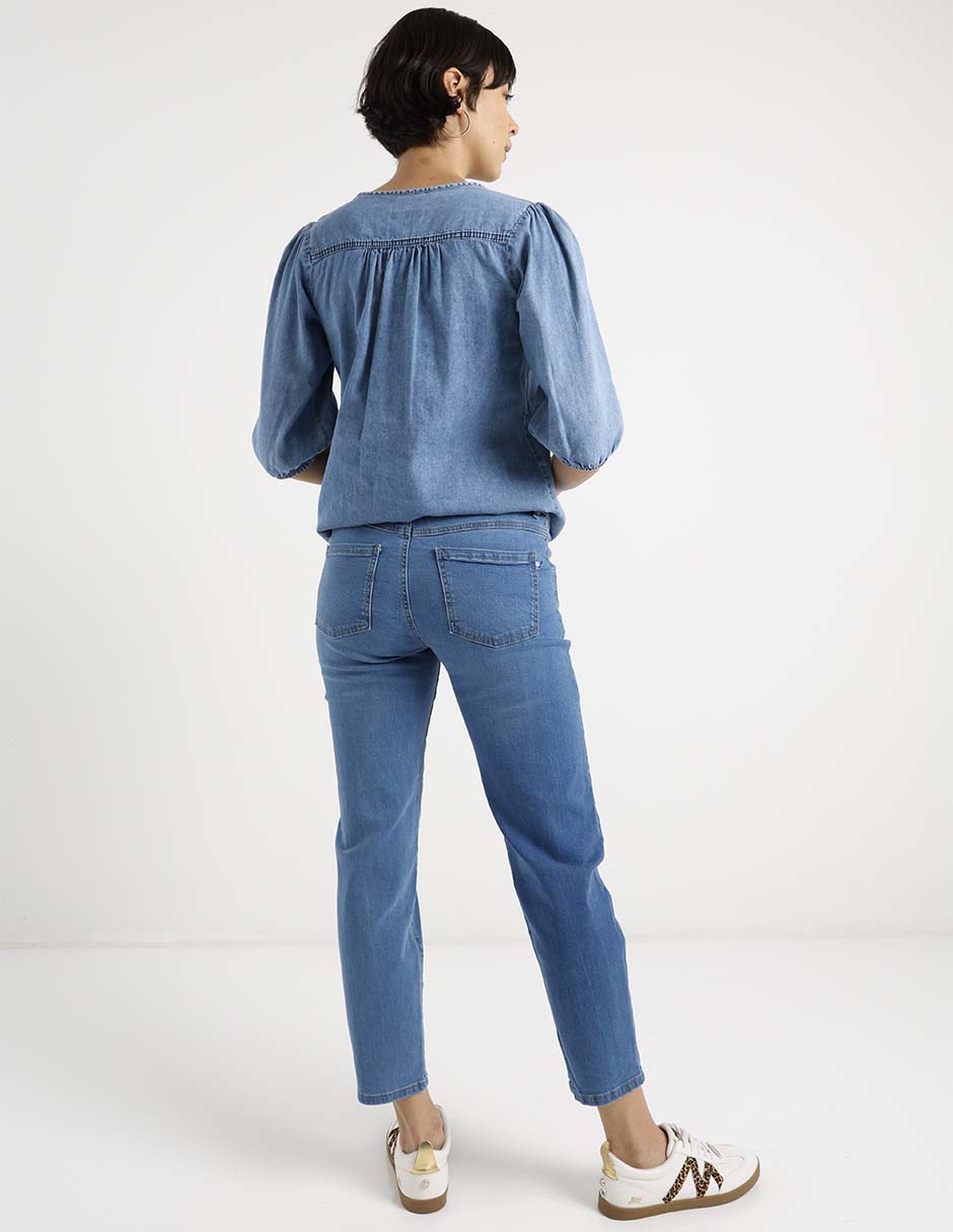 Jeans maternidad slim corte cintura alta 11