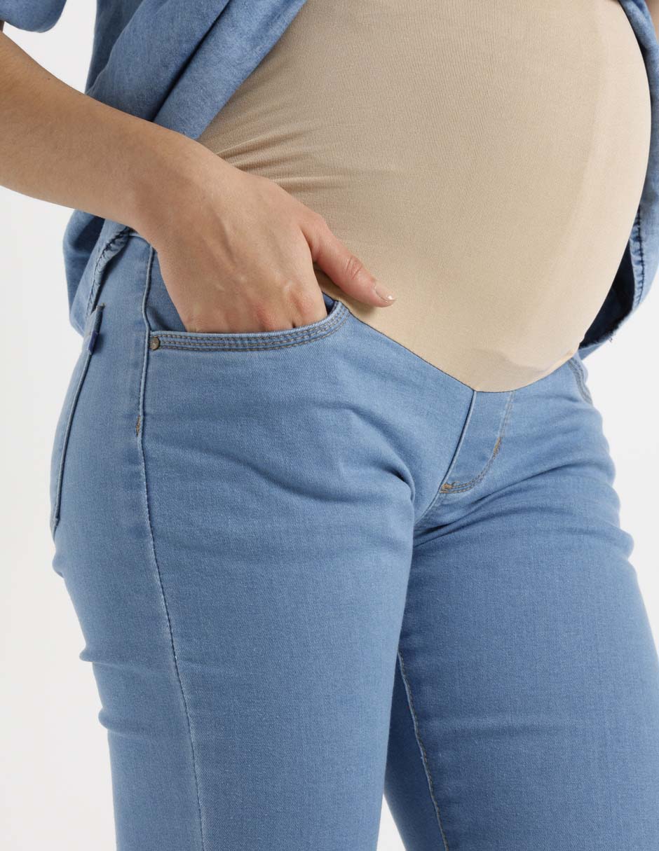 Jeans maternidad campana corte cintura 9