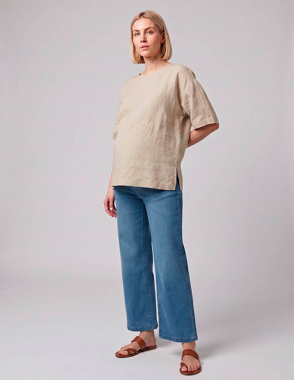 Jeans maternidad straight corte cintura alta Jeans maternidad straight corte cintura alta