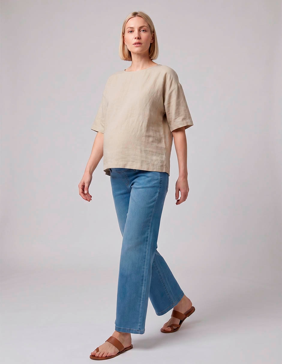 Jeans maternidad straight corte cintura alta 3