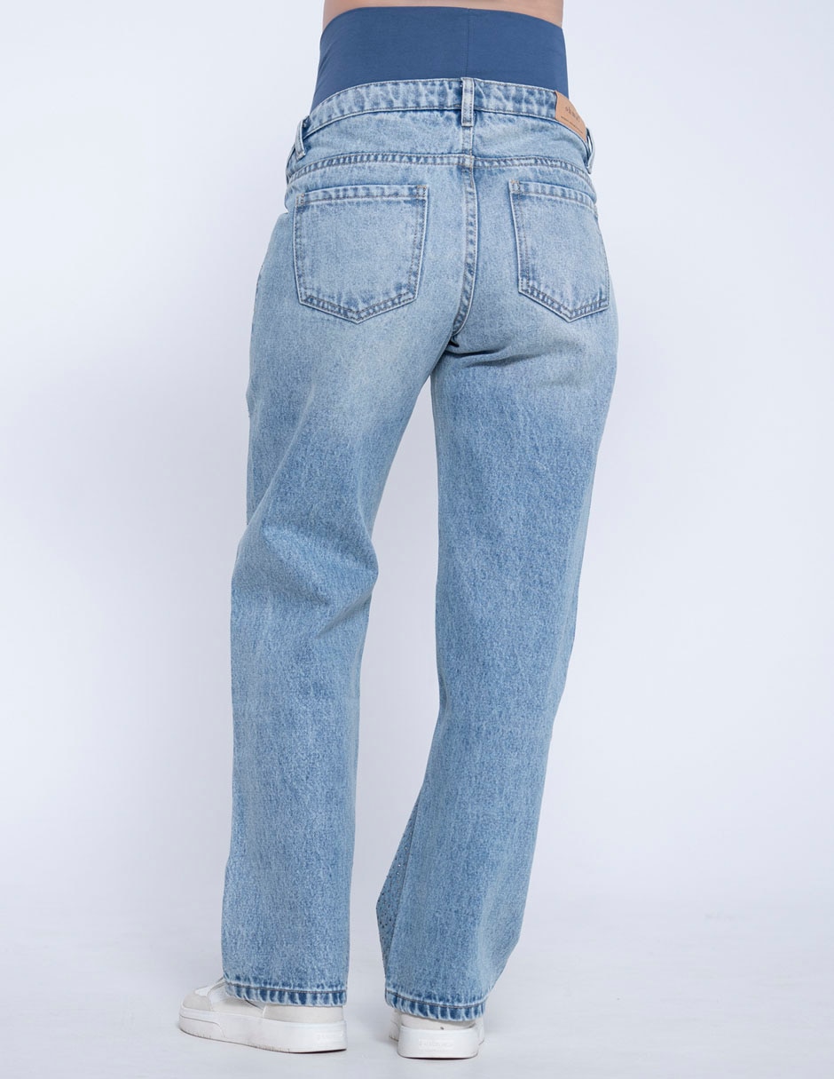 Jeans maternidad mom corte cintura 4