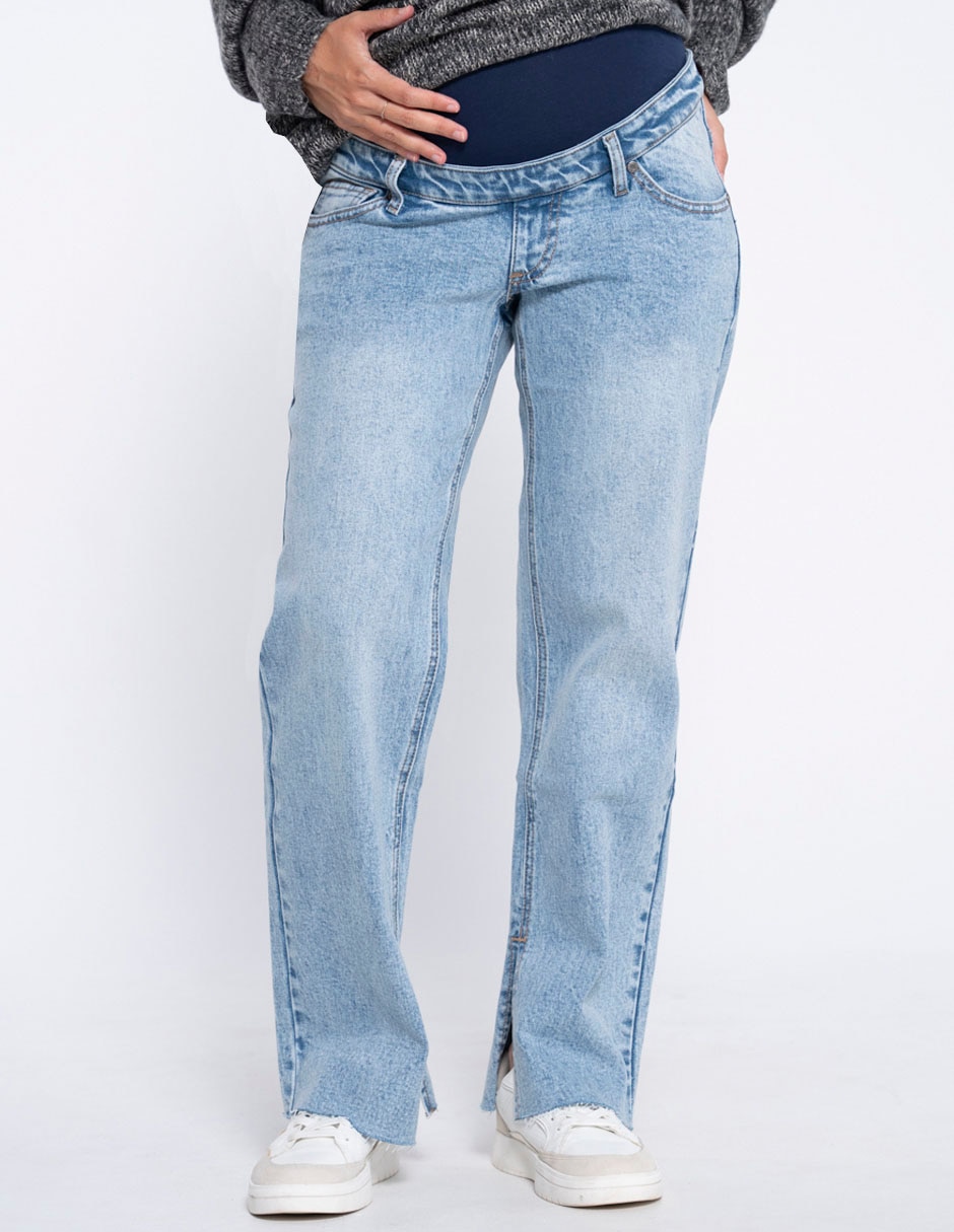 Jeans maternidad straight a la cintura alta