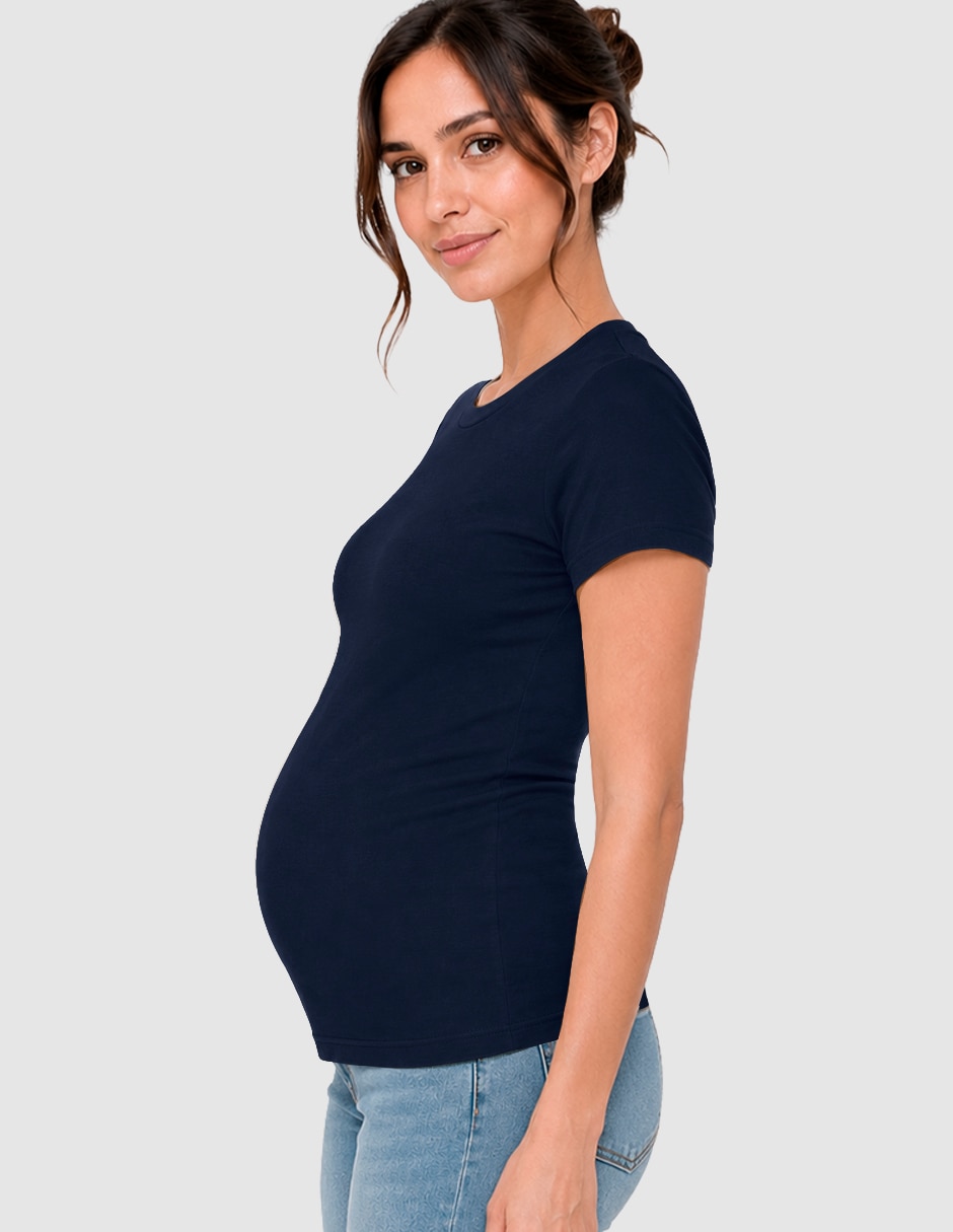 Playera maternidad manga corta cuello redondo 2