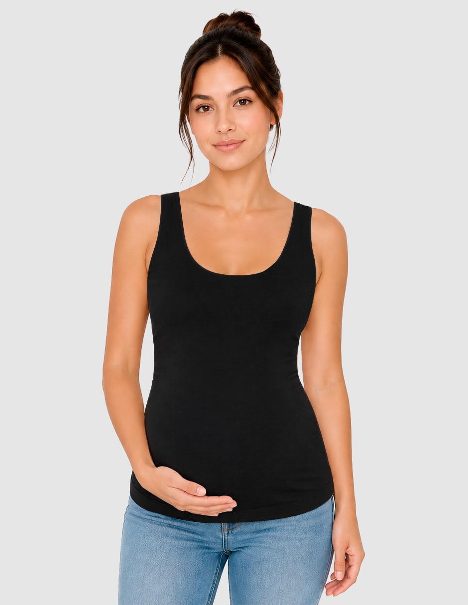Playera maternidad sin manga cuello con escote 1
