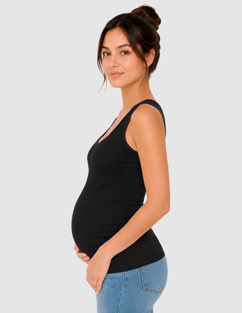 Playera maternidad sin manga cuello con escote 2