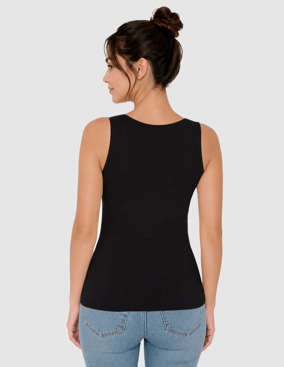 Playera maternidad sin manga cuello con escote 3