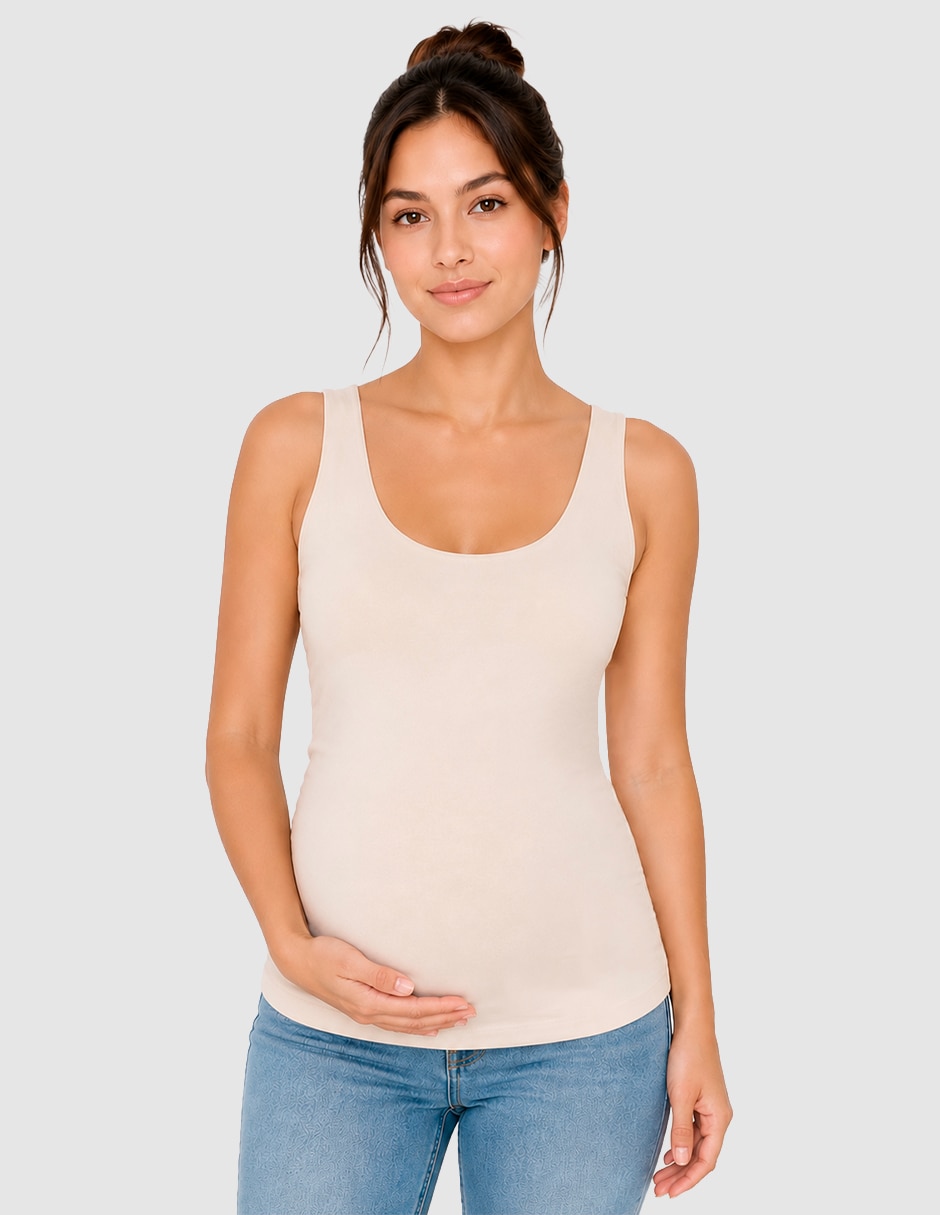 Playera maternidad sin manga cuello con escote Playera maternidad sin manga cuello con escote